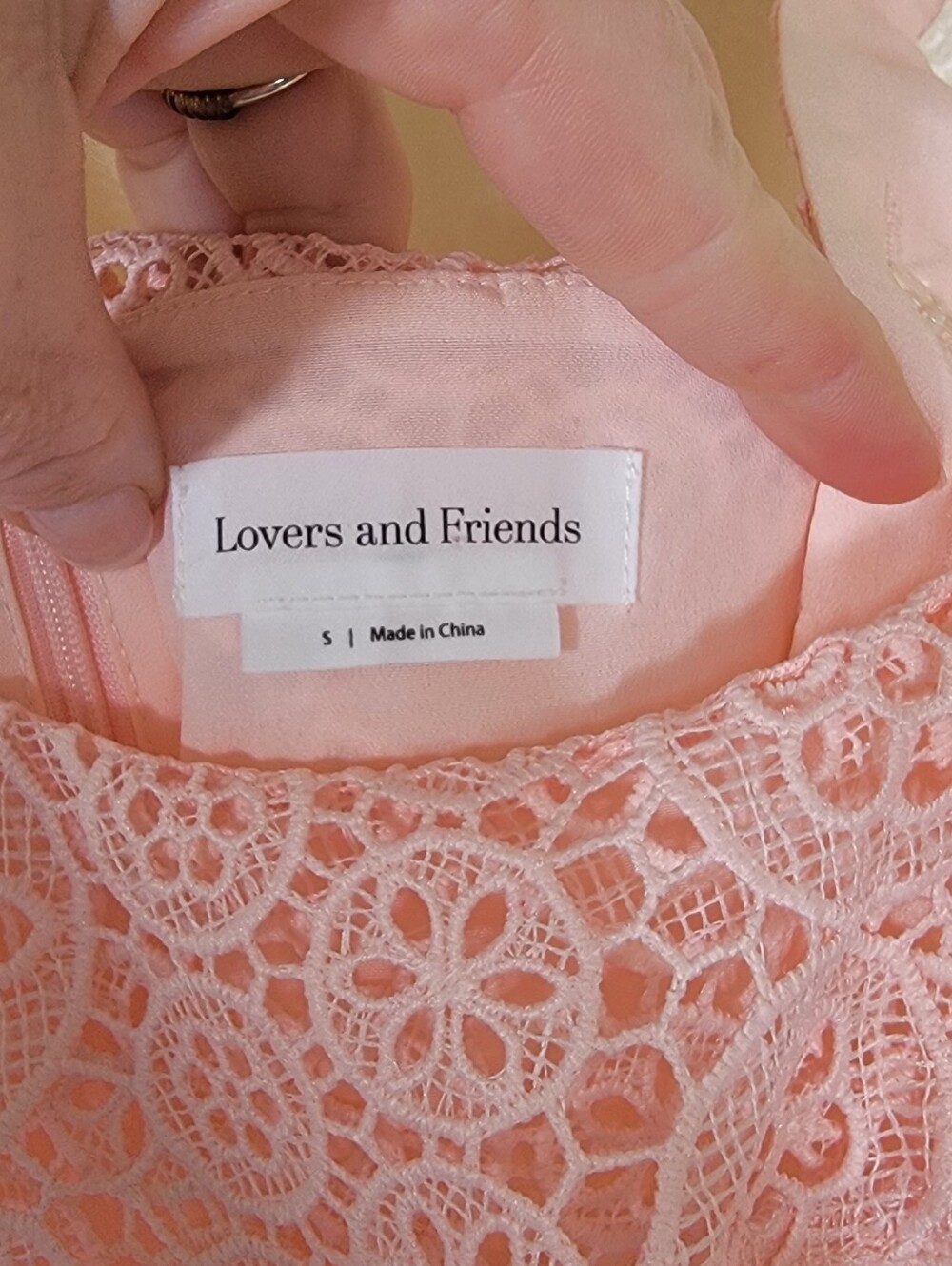 Lovers + Friends Happy Hour Mini Dress Pink Lace Size Small - Picture 5 of 6